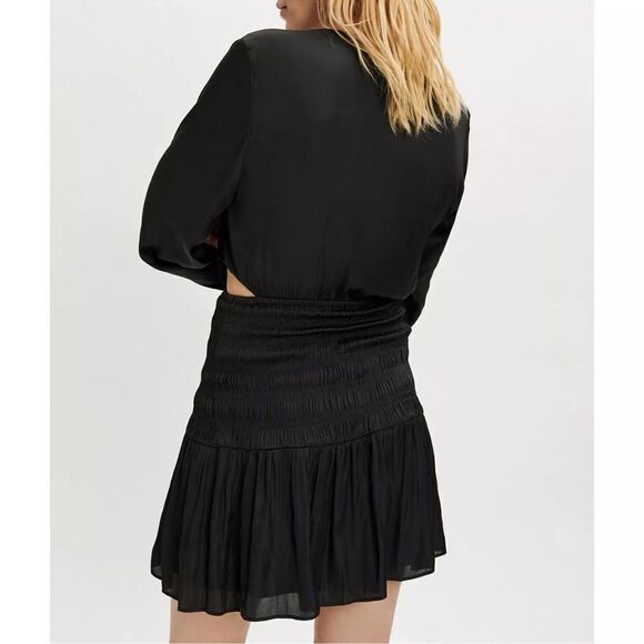 NWT Maje Rovely Black Satin Mini Dress FR 38 (US M) NWT MSRP $345 - Picture 5 of 13